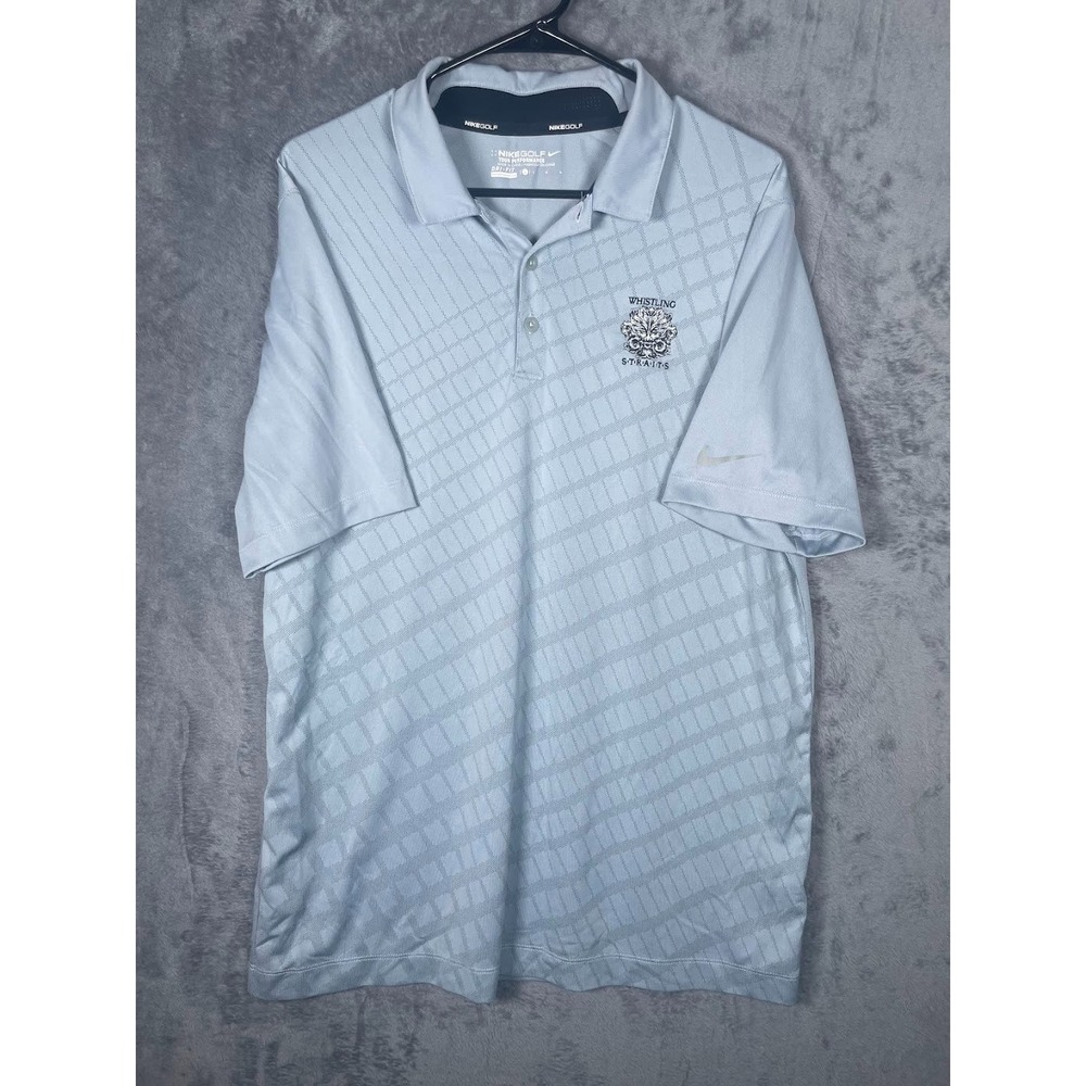 Nike Golf Whistling Straits Men's Polo Shirt Gray Print Size Large
